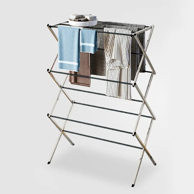 Foldable Clothes Drying Rack - 3-Tier Stainless St